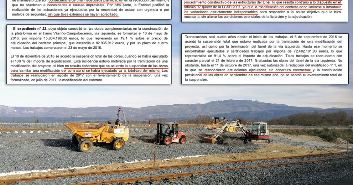 O Tribunal de Cuentas desvela que Adif paralizou obras do AVE galego en 2016 e 2017 de xeito irregular - Praza Pública