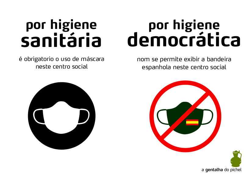 Polémica nas redes por prohibir un centro social de Santiago entrar con máscaras coa bandeira de españa