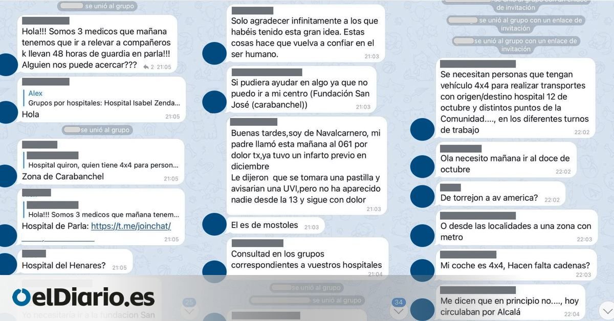 Los sanitarios de Madrid se autoorganizan para llegar a sus centros y atender las urgencias