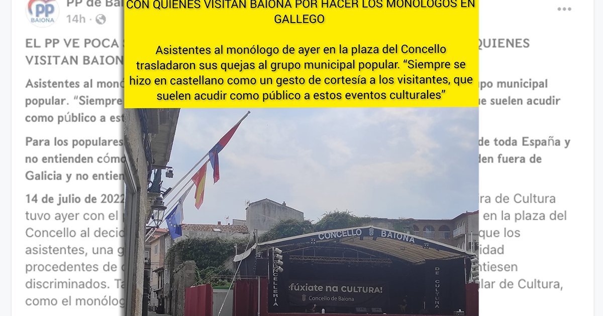 O PP critica que se fixese en "dialecto" galego un monólogo de Quico Cadaval en Baiona por "respecto" aos turistas - Praza Pública